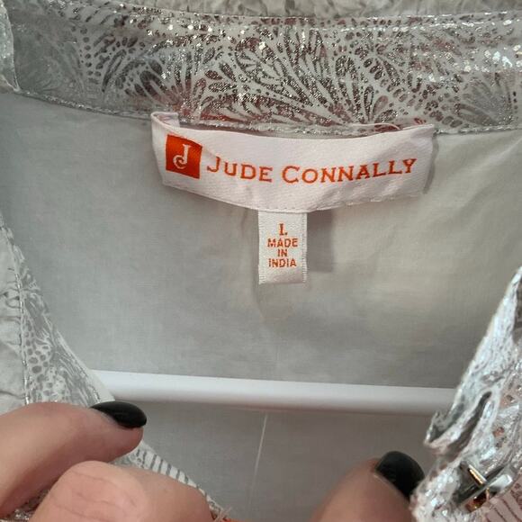 jude connally eliza dress silver nwt size large - Picture 3 of 9